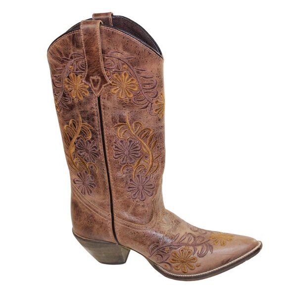 Rawhide Abilene Western Two Tone Earthy Brown Vintage Leather Snip Toe B… - Picture 2 of 11